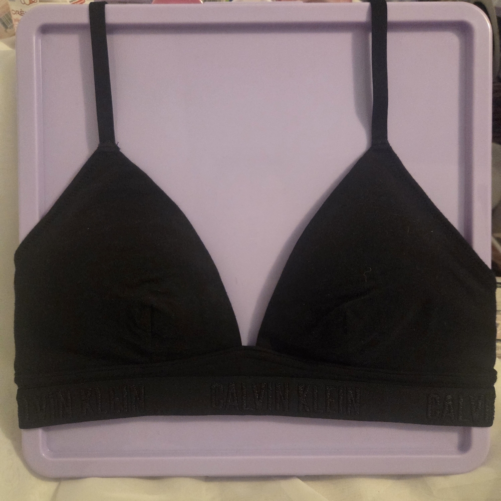 Calvin Klein Women's Modern Cotton Triangle Black Bralette Size Small